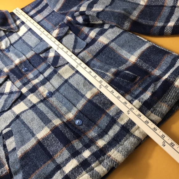 Vintage Outerwear From Sears Blue Plaid Heavy Coat - Picture 13 of 13